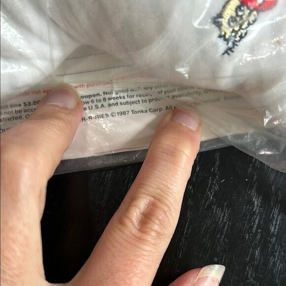 Tonka Pound Pur-r-ries- white gray striped pink cat 80s toys original bag - Picture 9 of 9